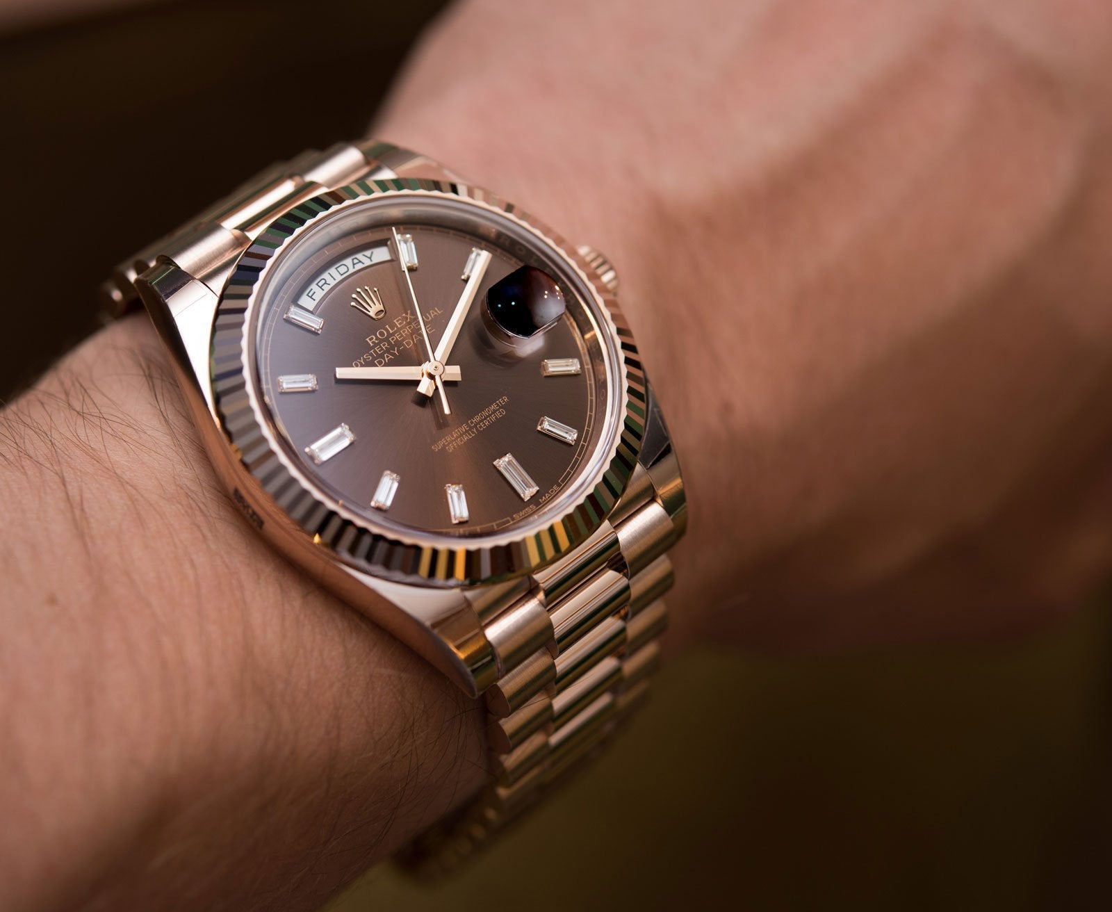 ROLEX OYSTER PERPETUAL Day-Date (AUTOMATIC) Brown Dial Men's Watch
