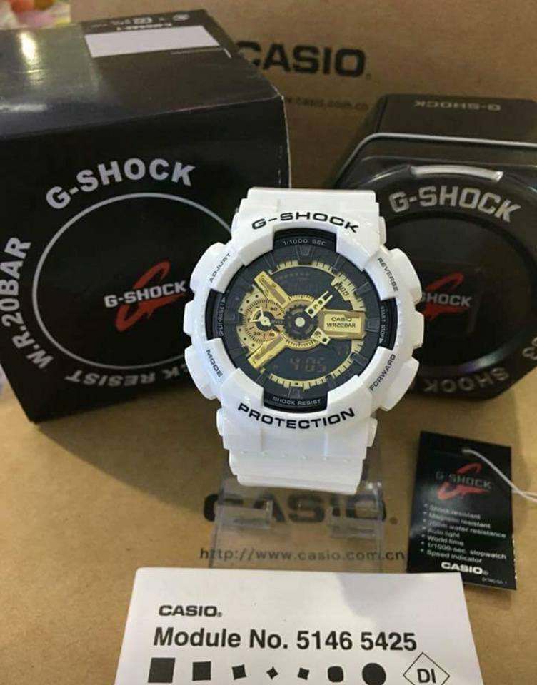 G-Shock Analog-Digital G Shock White Gshock Gold Dial Mens Watch (UNISEX)