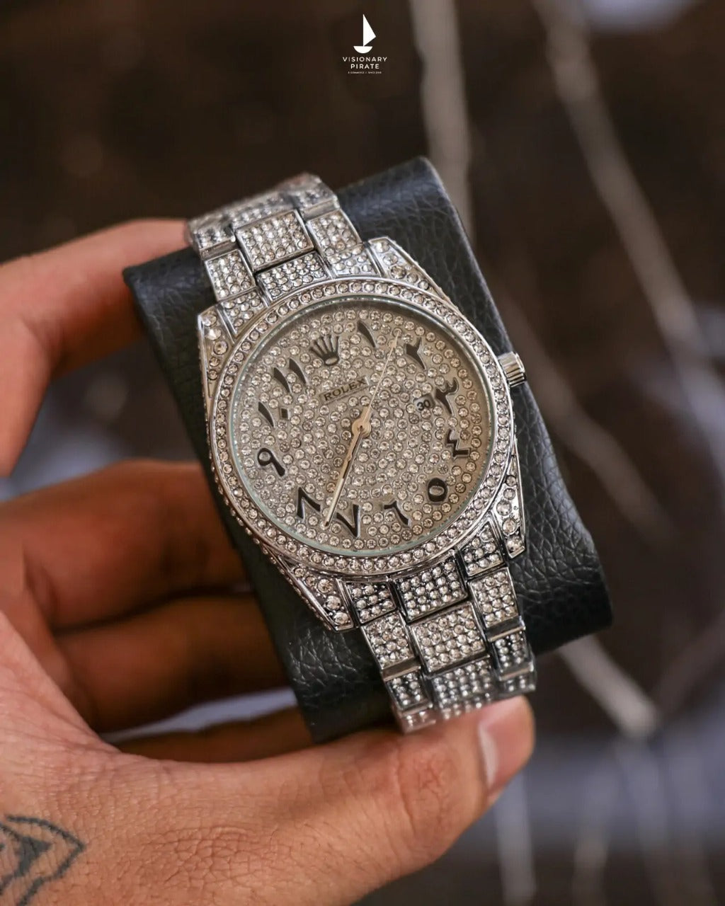 ROLEX ARABIC DIAMOND WATCH (SILVER)