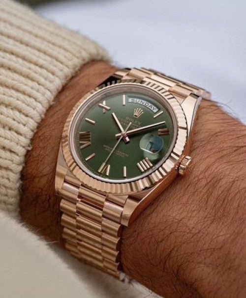 ROLEX DAY DATE ROSEGOLD GREEN AUTOMATIC