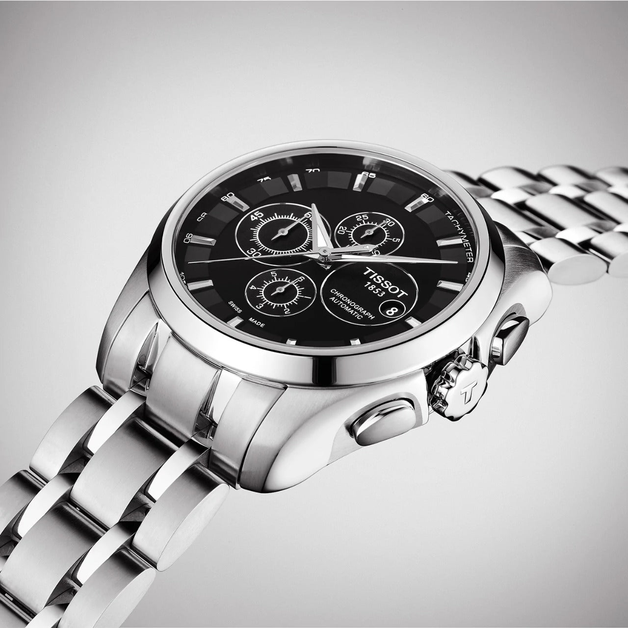 TISSOT 1853 - Silver Black Chronograph Men's Watch With Date Working
