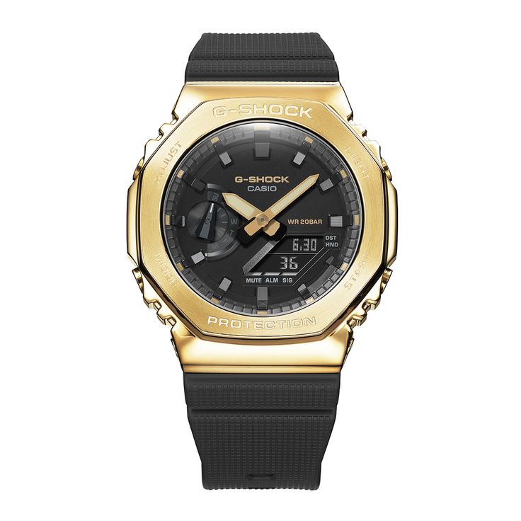 G Shock Gm2100 GOLD & BLACK Gold with black belt