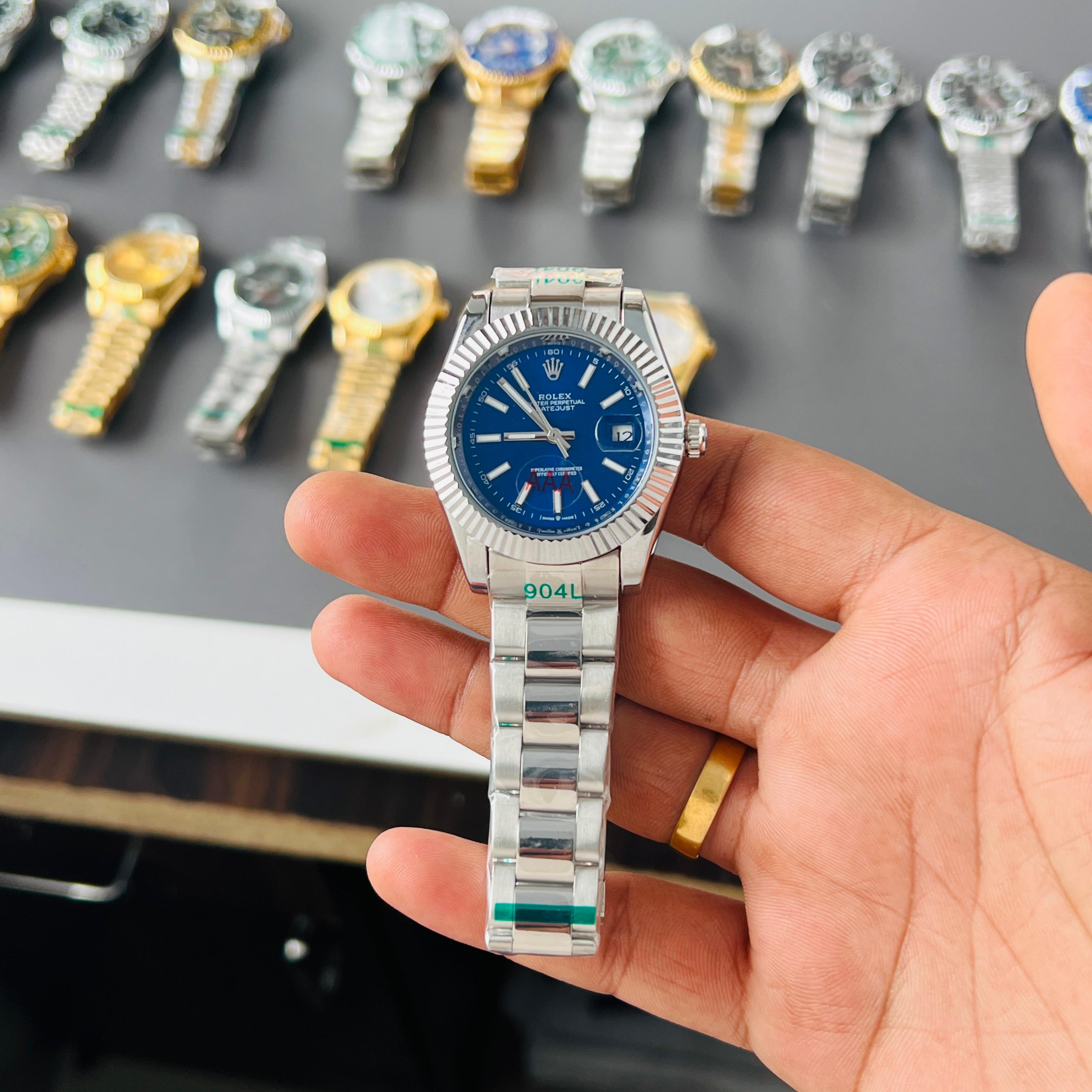 Rolex Oyster perpetual Date just silver blue