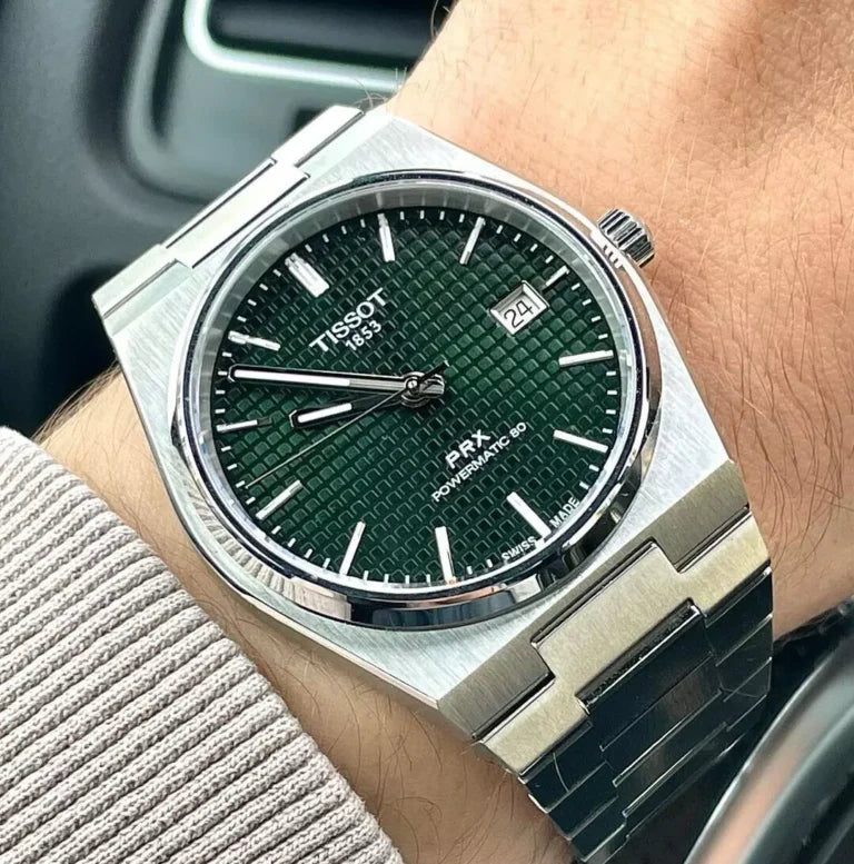 Tissot PRX Powermatic 80 Green Dial Silver Steel Strap Watch for Men