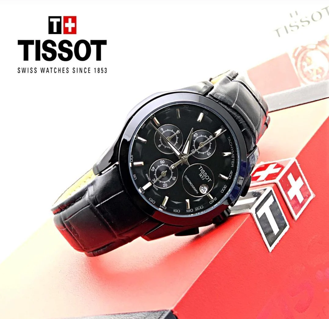 TISSOT 1853 Chronograph Black Leather Watch for Men