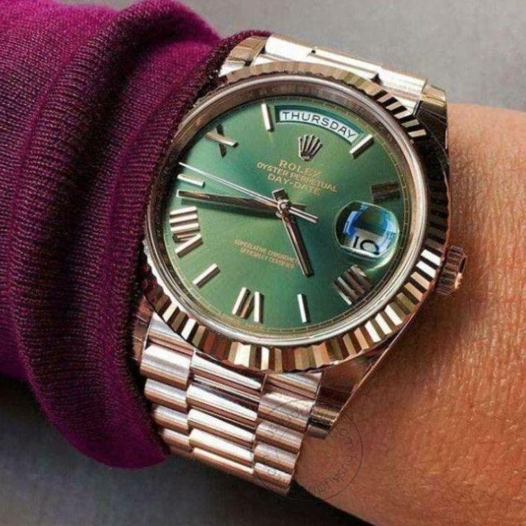 ROLEX OYSTER PERPETUAL (AUTOMATIC) Day-Date Green Dial Metal Watch