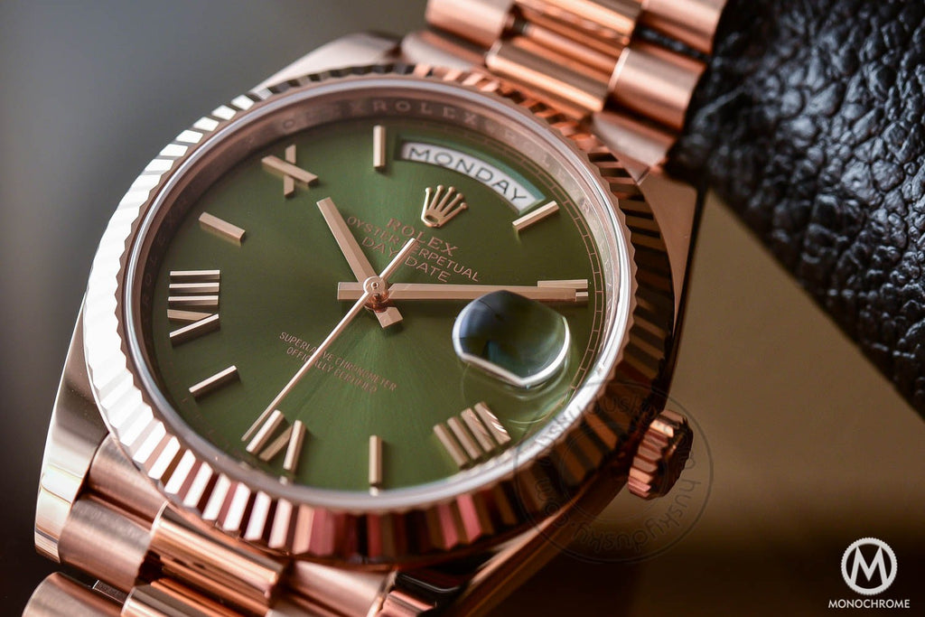 ROLEX OYSTER PERPETUAL Day-Date Green Dial Metal Watch (cell model)