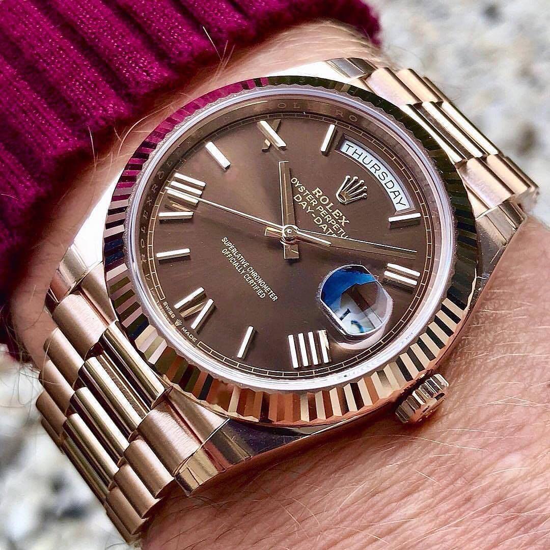ROLEX OYSTER PERPETUAL Day-Date (AUTOMATIC) Brown Dial Men's Watch