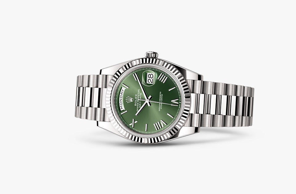 ROLEX OYSTER PERPETUAL (QUARTZ) Day-Date Olive Green Dial For Men