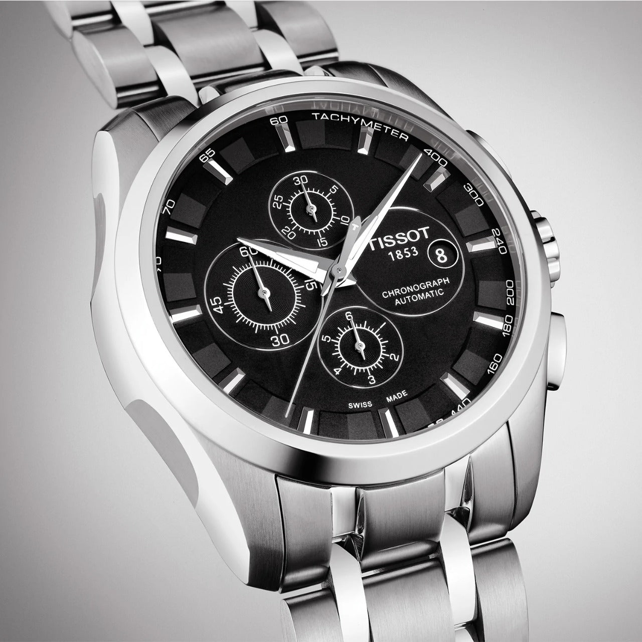 TISSOT 1853 - Silver Black Chronograph Men's Watch With Date Working