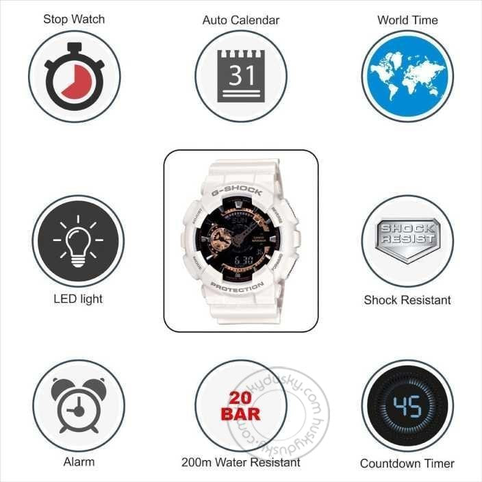 G-Shock Analog-Digital White Black Dial UNISEX WATCH