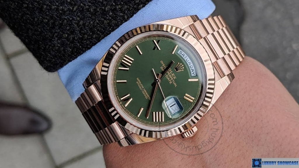 ROLEX OYSTER PERPETUAL (AUTOMATIC) Day-Date Green Dial Metal Watch