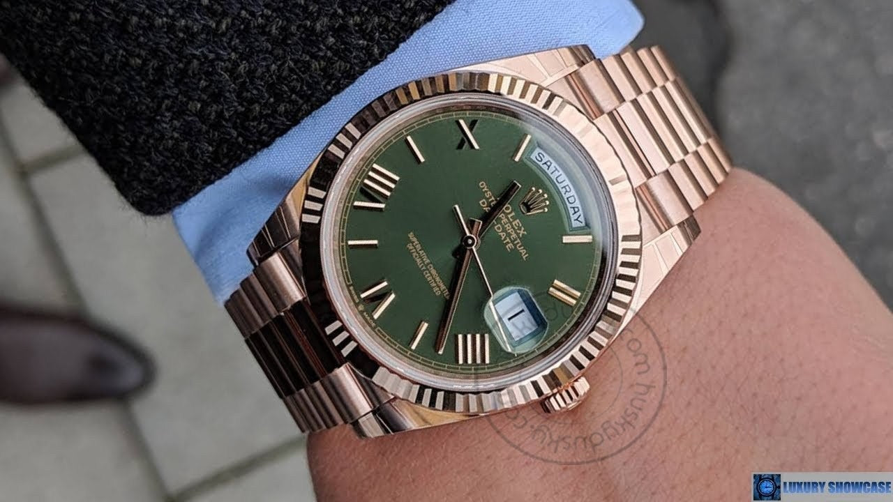 ROLEX OYSTER PERPETUAL (AUTOMATIC) Day-Date Green Dial Metal Watch
