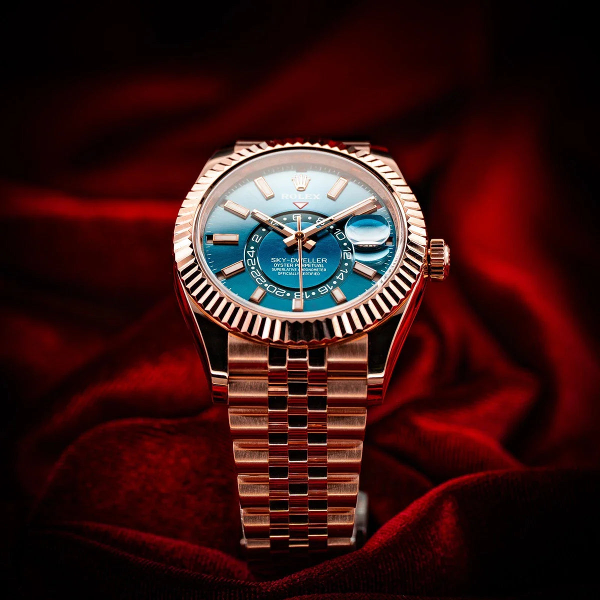 Rolex Sky-Dweller Everose Gold Blue Dial Jubilee belt (automatic)