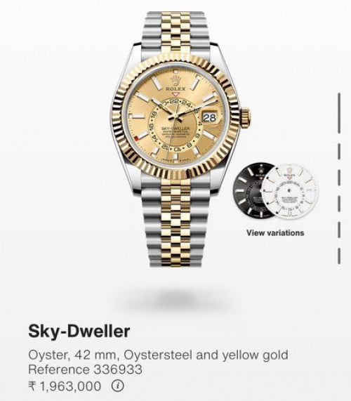 Rolex Sky-Dweller Gold Dial dual tone jubilee belt (cell model)