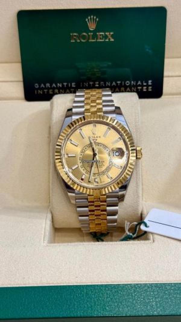 Rolex Sky-Dweller Gold Dial dual tone jubilee belt (cell model)