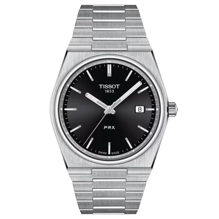 TISSOT PRX Powermatic (AUTOMATIC) 80 Black Dial Silver Steel Strap Watch for Men