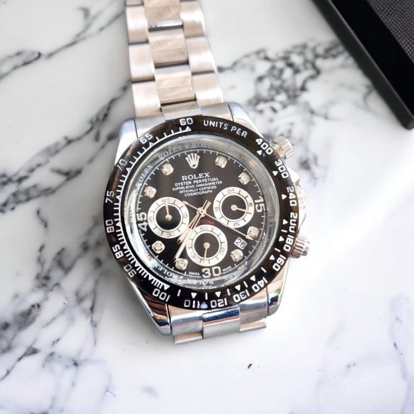 Rolex Daytona Chosmograph Silver Black Diamond