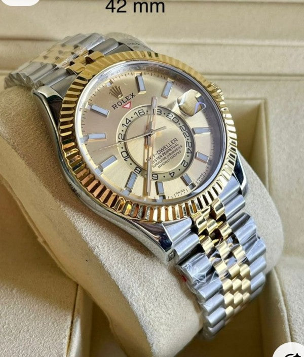 Rolex Sky-Dweller Gold Dial dual tone jubilee belt (cell model)