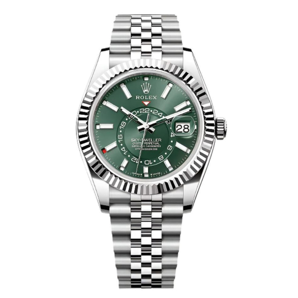 ROLEX Sky-Dweller silver green with jublee belt (Automatic)