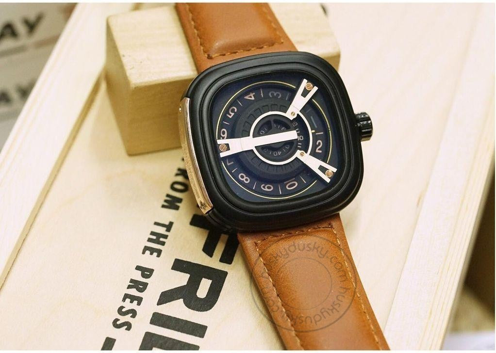 SEVENFRIDAY Watch for Men Brown Square Dial