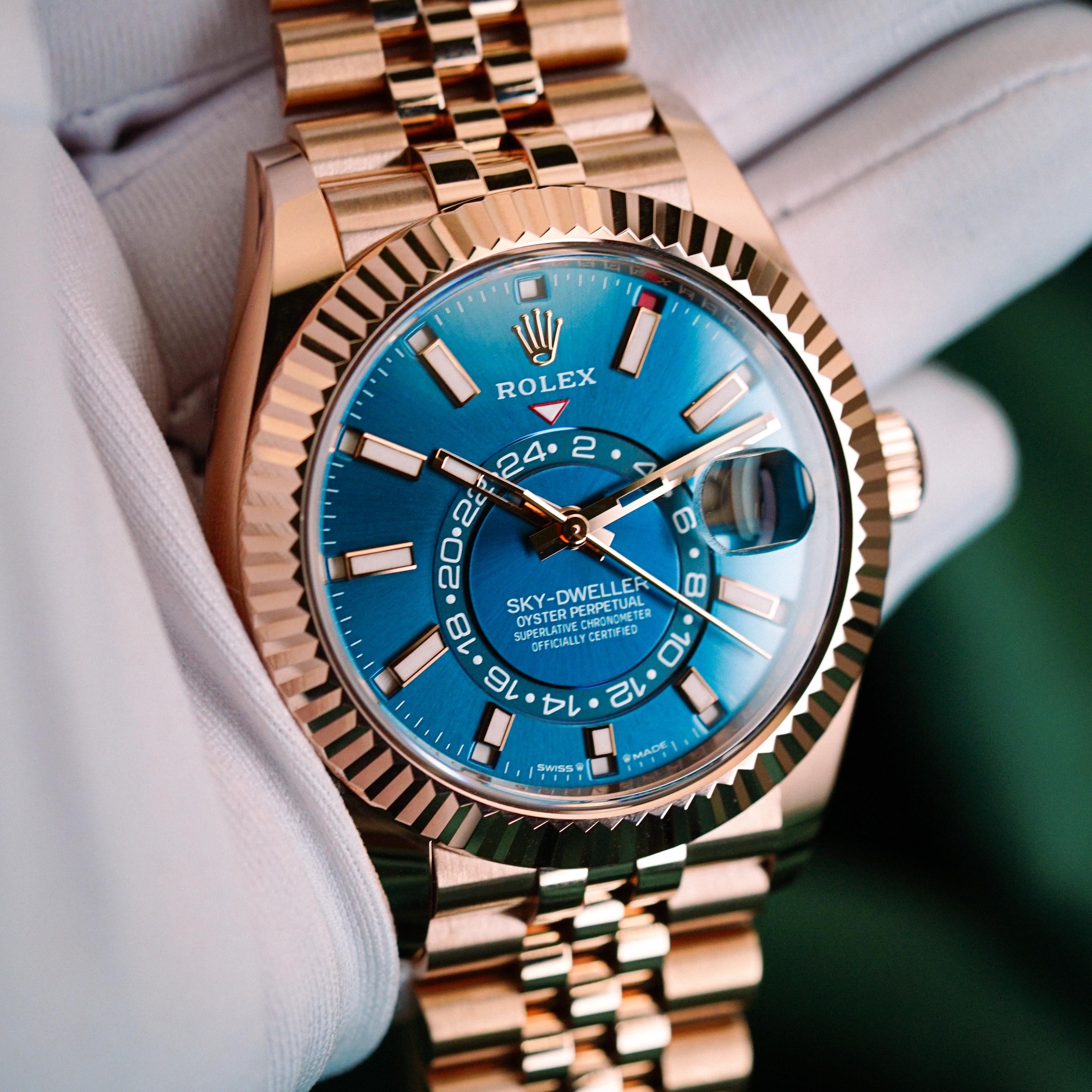 Rolex Sky-Dweller Everose Gold Blue Dial Jubilee belt (automatic)