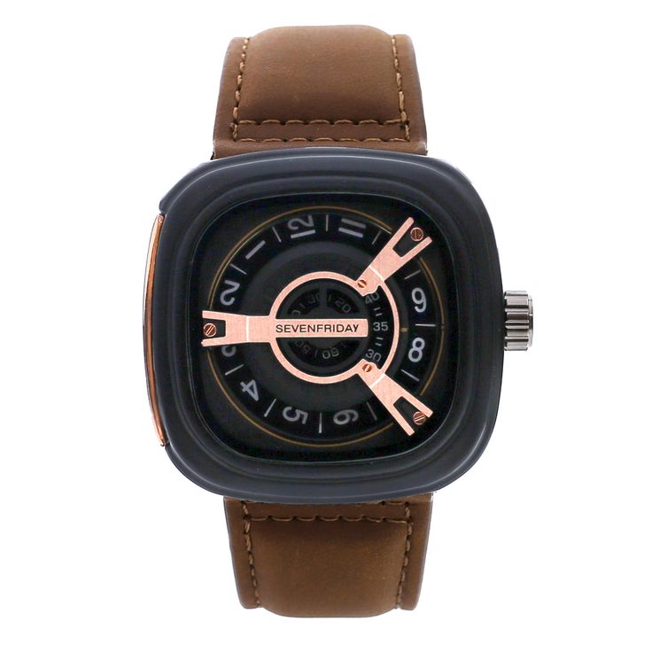 SEVENFRIDAY Watch for Men Brown Square Dial