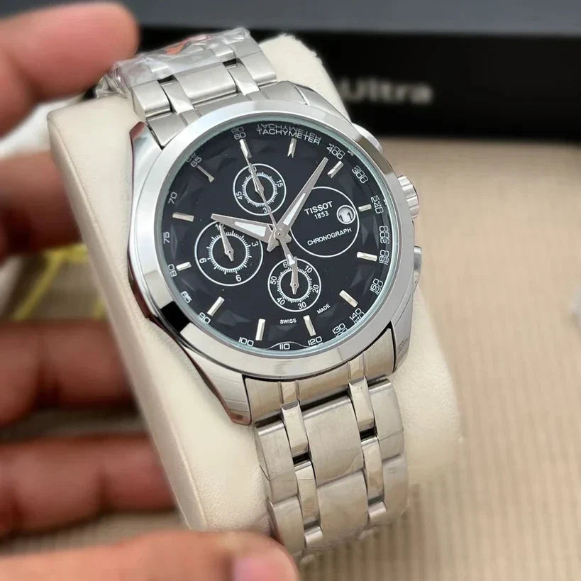 TISSOT 1853 - Silver Black Chronograph Men's Watch With Date Working