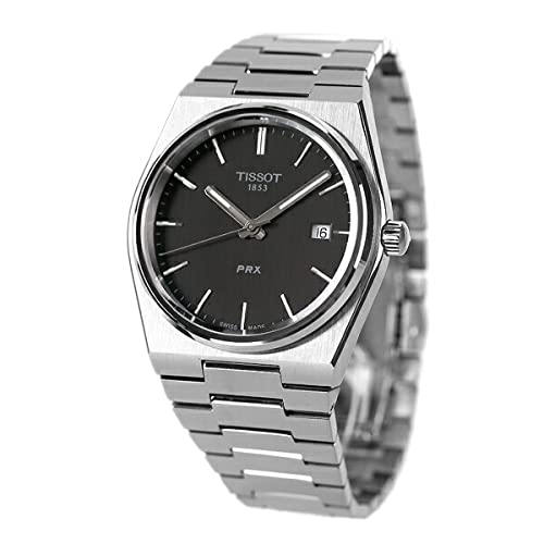 TISSOT PRX Powermatic 80 Black Dial Silver Steel Strap Watch for Men