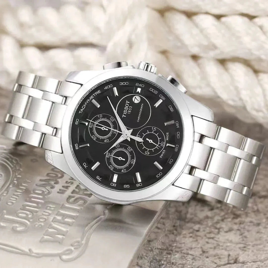 TISSOT 1853 - Silver Black Chronograph Men's Watch With Date Working