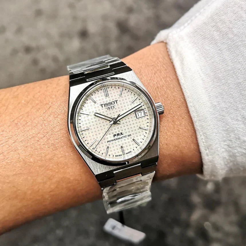 TISSOT PRX Powermatic 80 (JAPAN 1st) White Dial Silver Steel Strap Watch for Men