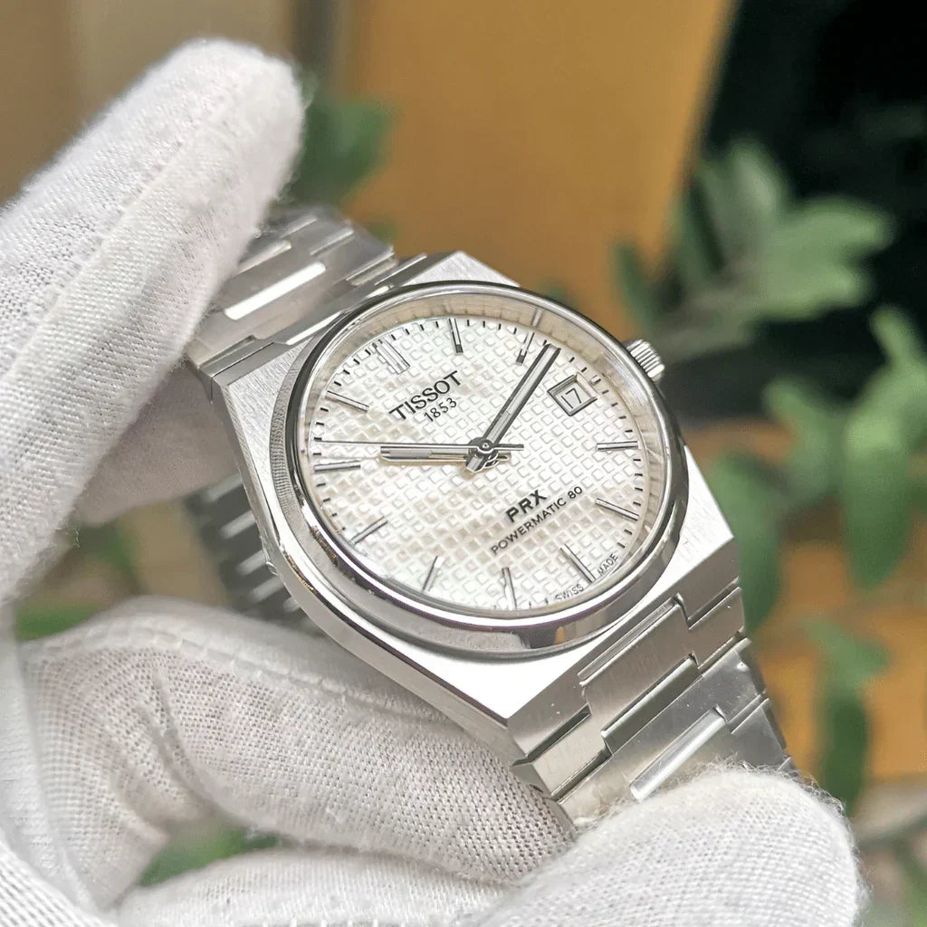 TISSOT PRX Powermatic 80 (JAPAN 1st) White Dial Silver Steel Strap Watch for Men